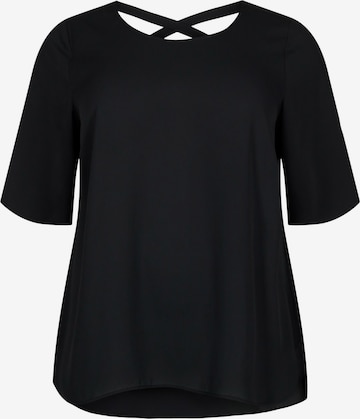 Camicia da donna 'SERENA' di Zizzi in nero: frontale