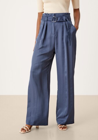 Wide Leg Pantalon à pince s.Oliver BLACK LABEL en bleu : devant