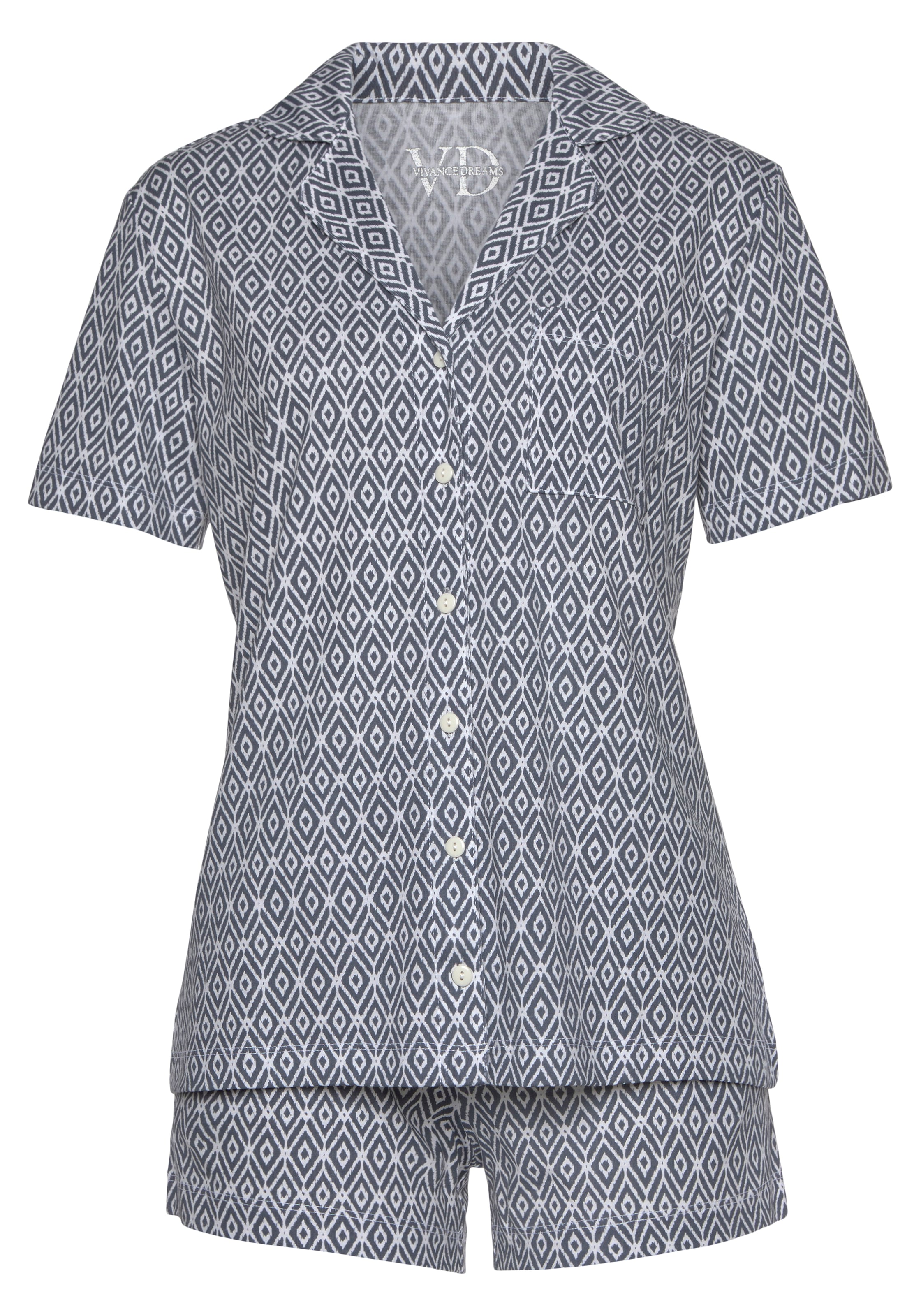 VIVANCE Kort pyjamas 'Dreams' i grå: framsida