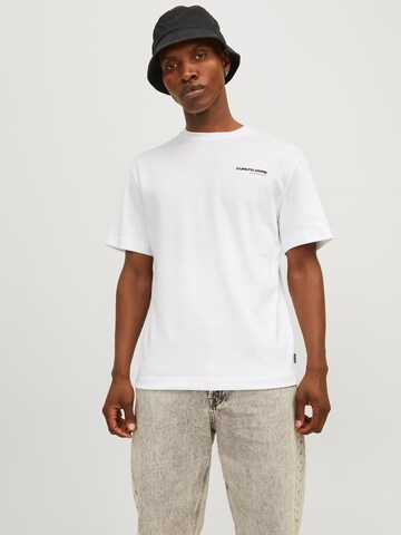 JACK & JONES Shirt 'JCOAERO PRINT TEE SS CREW NECK' in White