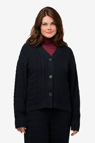 Ulla Popken Knit Cardigan in Blue: front