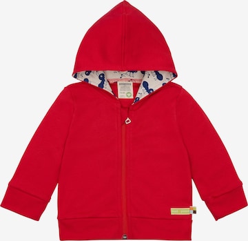 loud + proud Zip-Up Hoodie 'Interlock' in Red: front