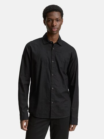 TOM TAILOR DENIM Классический крой Рубашка в Черный: спереди
