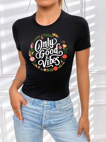 RMK Shirt 'Good Vibes Only'‌‌‌‌‌‌‌ in Schwarz: Vorderseite