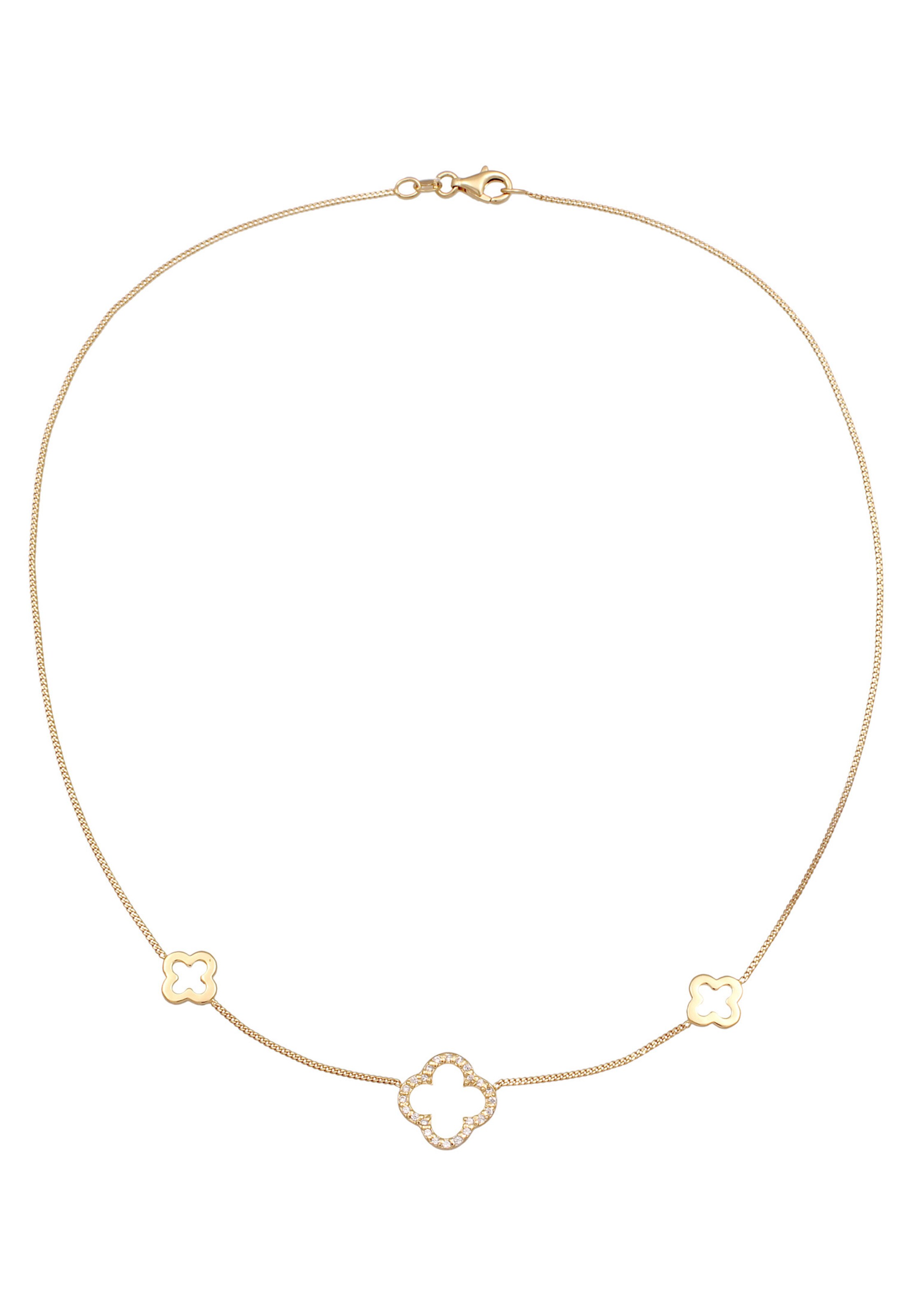 ELLI Kette 'Kleeblatt' in Gold: Vorderseite