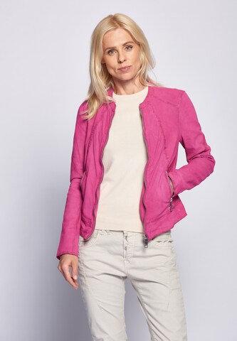 Maze Lederjacke perforiert ' Mabel ' in Pink: Vorderseite