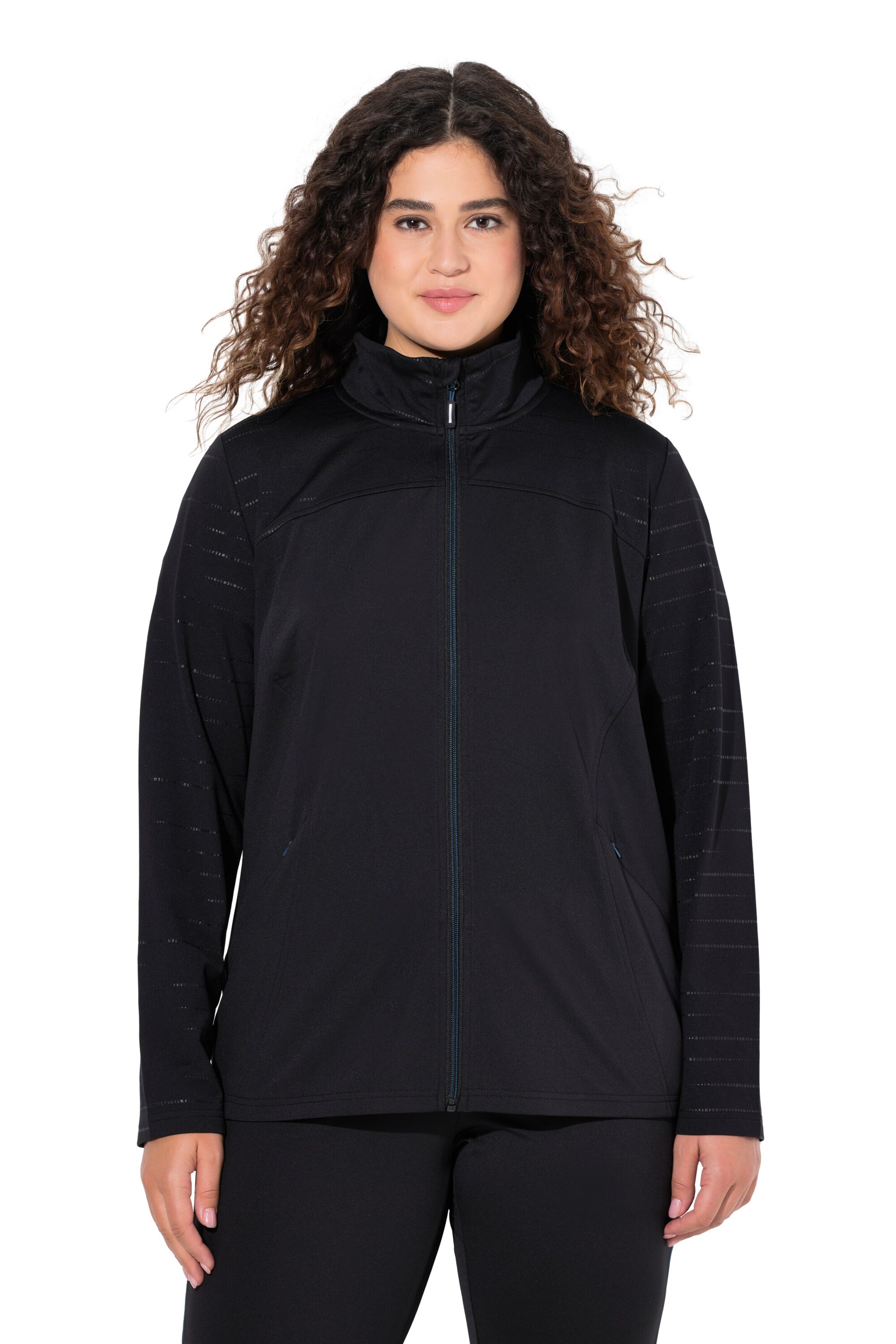 Ulla Popken Sweatjacke in Schwarz: Vorderseite