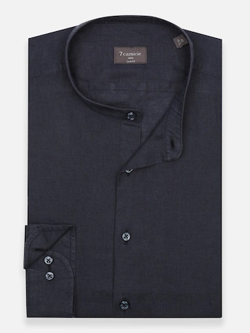 7Camicie Slim fit Zakelijk overhemd 'Caravaggio Linen Man Shirt Green' in Blauw