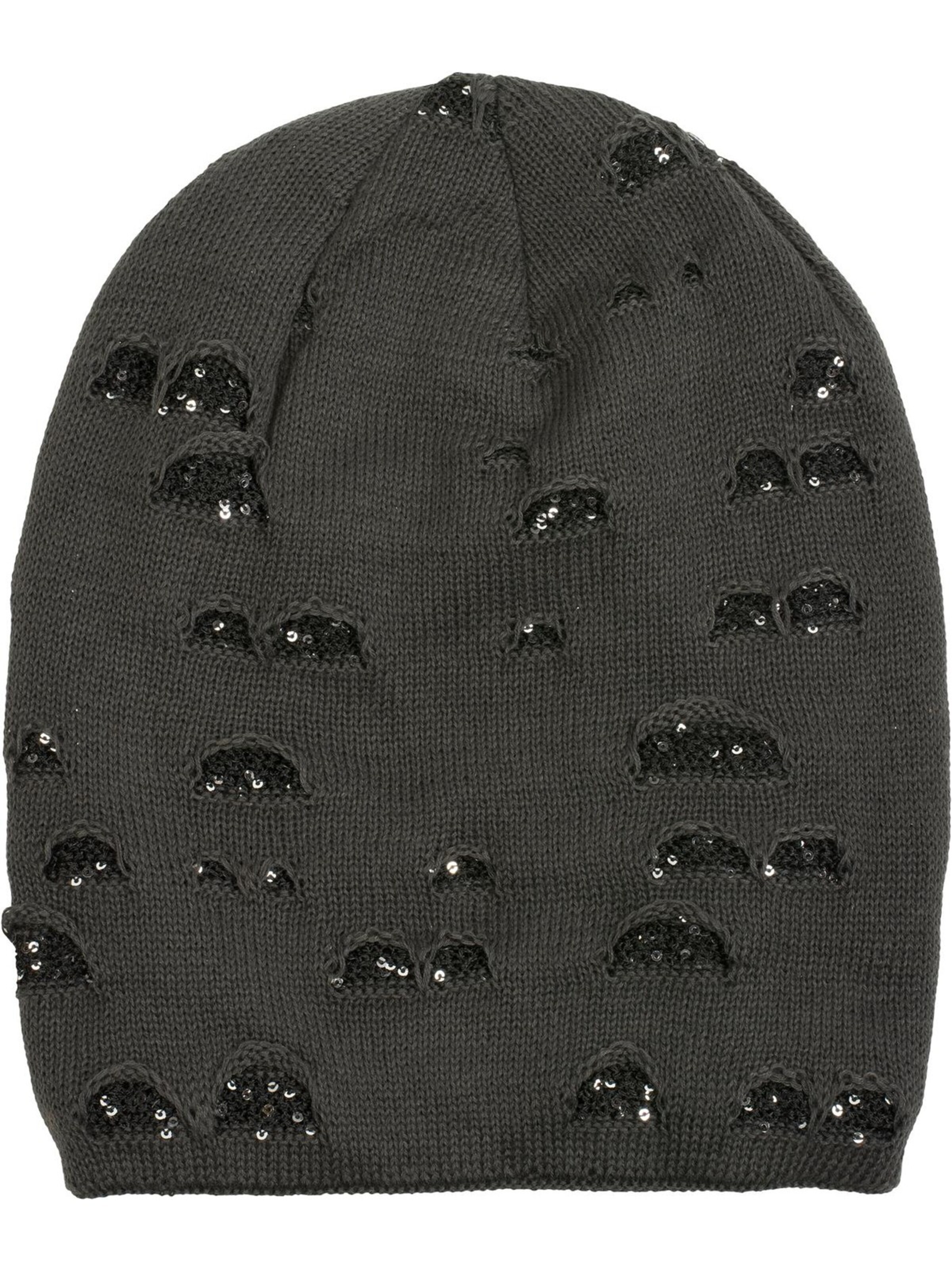 styleBREAKER Mütze 'Feinstrick Beanie mit Pailletten im Destroyed Look'‌‌‌‌‌‌‌‌‌ in Grau
