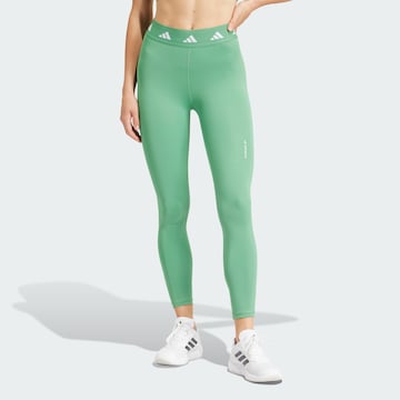 ADIDAS PERFORMANCE Skinny Spodnie sportowe 'Techfit' w kolorze zielony: przód