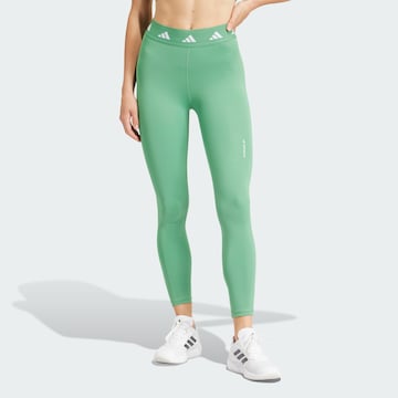 ADIDAS PERFORMANCE Skinny Sportbroek 'Techfit' in Groen: voorkant