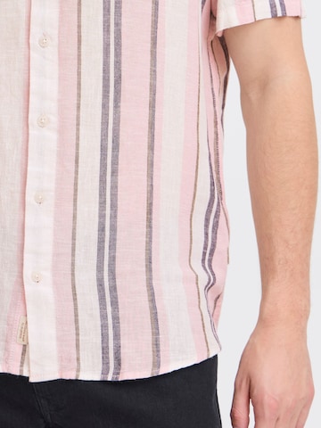 BLEND Regular Fit Kurzarmhemd ' BHBOBBY Shirt stripe ' in Pink