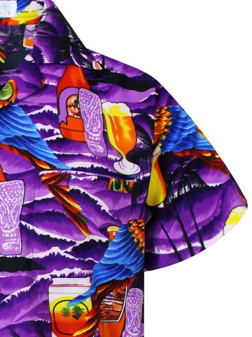 King Kameha Shirt 'Parrot Beer' in Purple