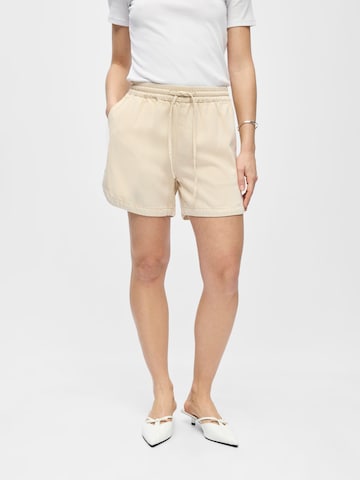 OBJECT Loosefit Shorts 'OBJFrame' in Beige: Vorderseite