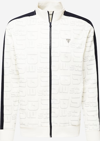 GUESS Zip-Up Hoodie 'Henry' in White: front