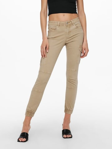 Coupe slim Jeans cargo ONLY en beige : devant