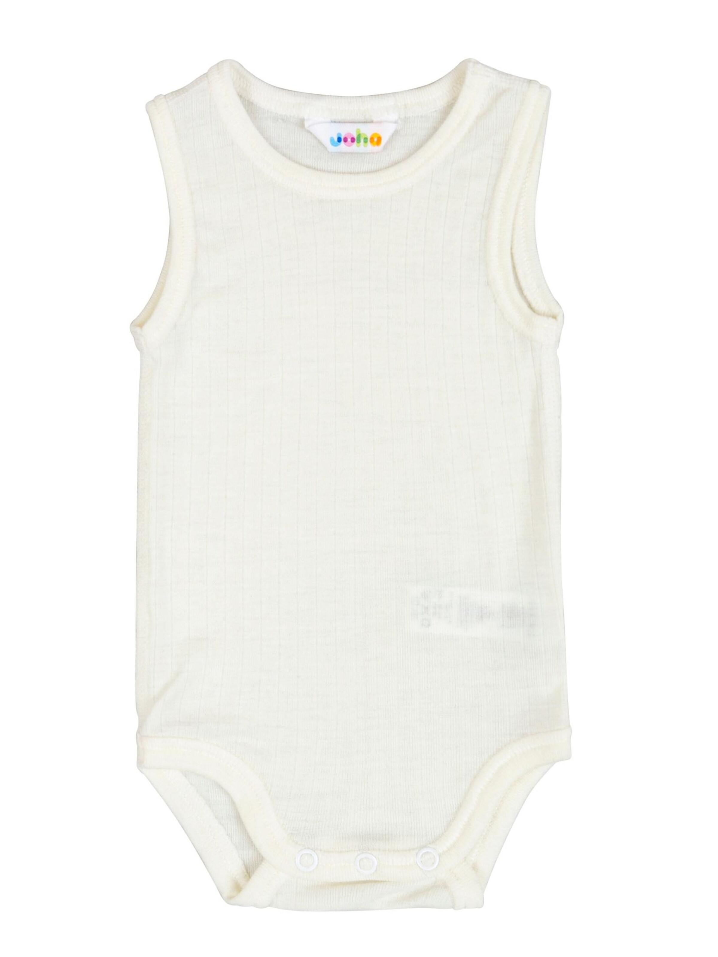 JOHA Romper/Bodysuit 'Unterhemdbody ärmellos aus Merinowolle' in White: front