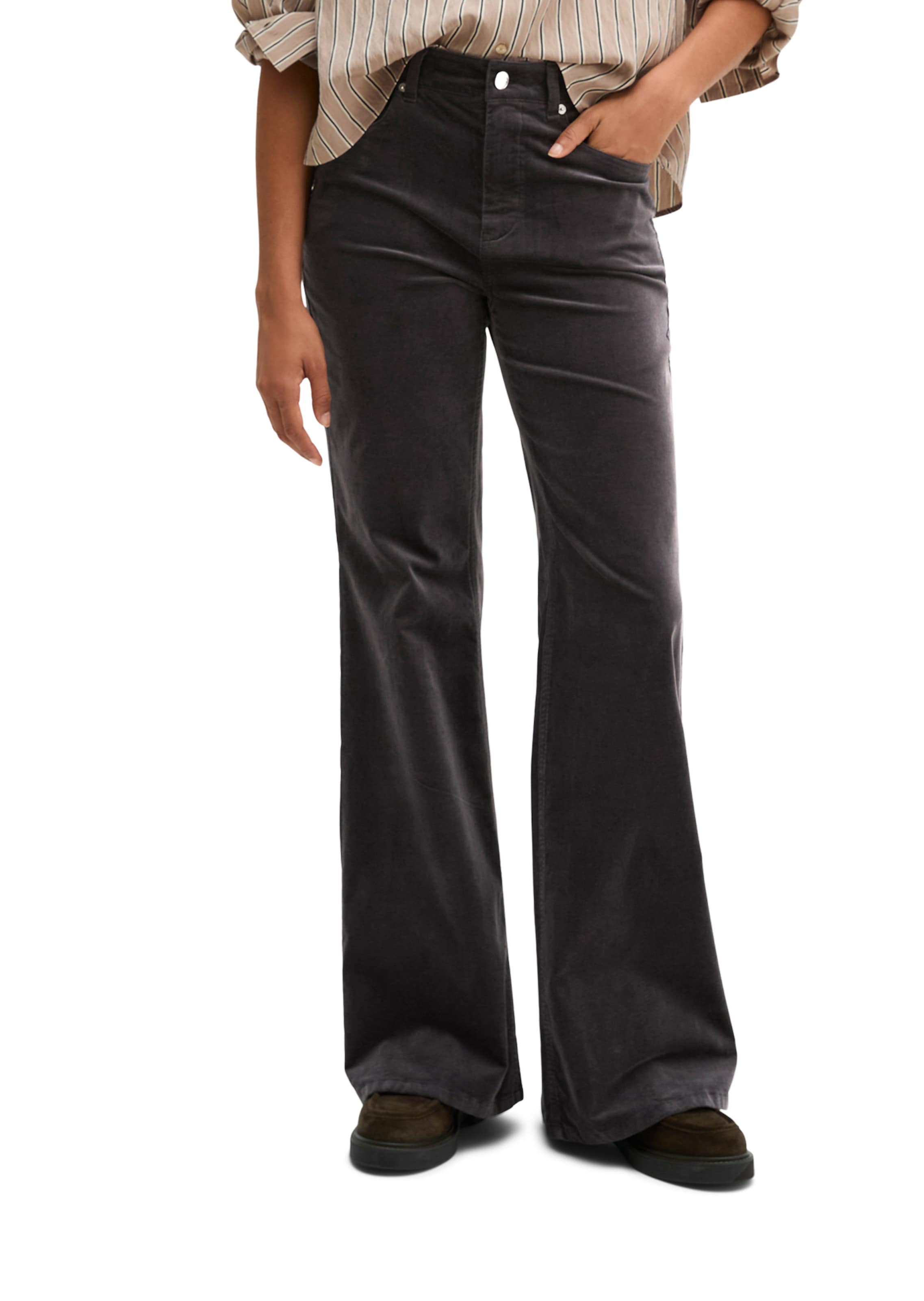 Marc O'Polo Bootcut Broek in Grijs: voorkant