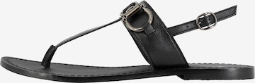 DreiMaster Vintage T-Bar Sandals in Black: front