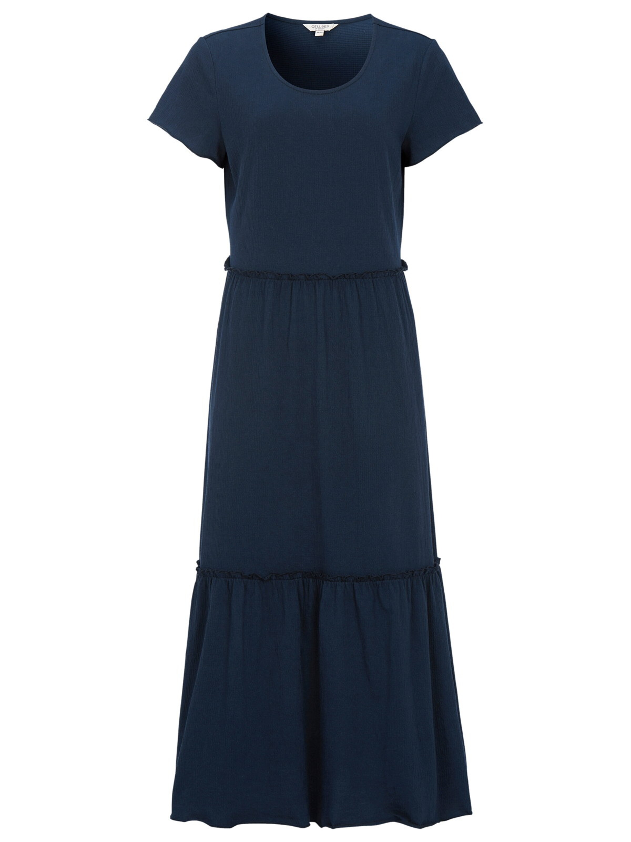 Cellbes of Sweden Kleid aus zerknittertem Baumwolljersey in Blau: Vorderseite