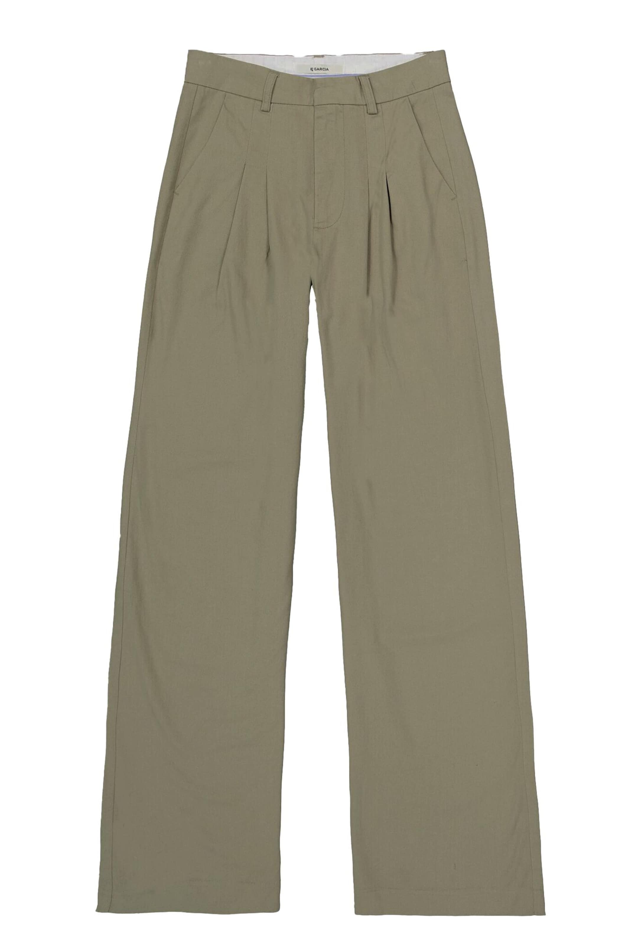 GARCIA Широкий Брюки со складками в Зеленый: спереди