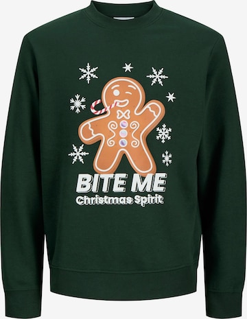 JACK & JONES Sweatshirt 'JJXmas Fun' i grøn: forside