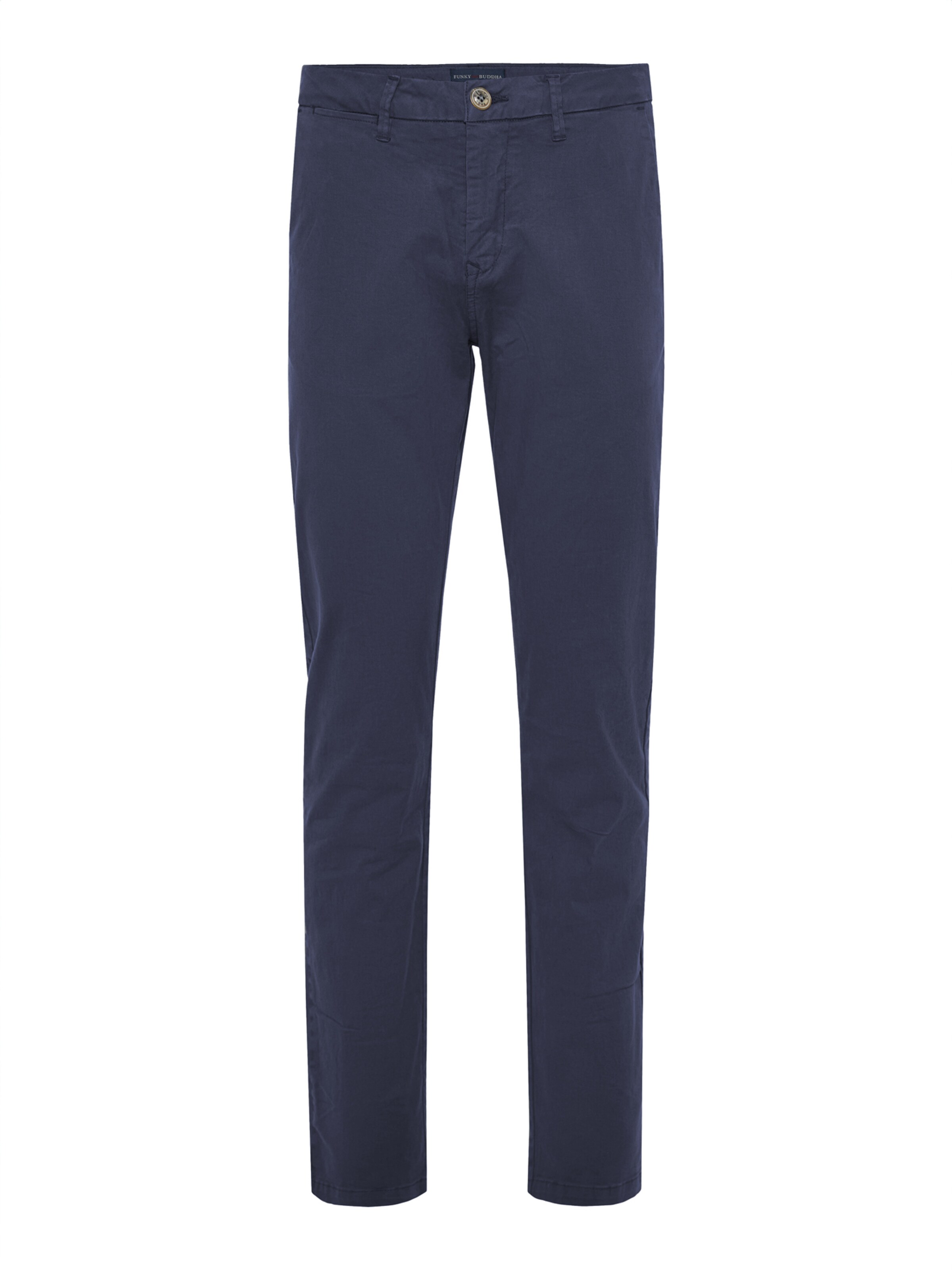 Funky Buddha Normální Chino kalhoty – modrá: přední strana