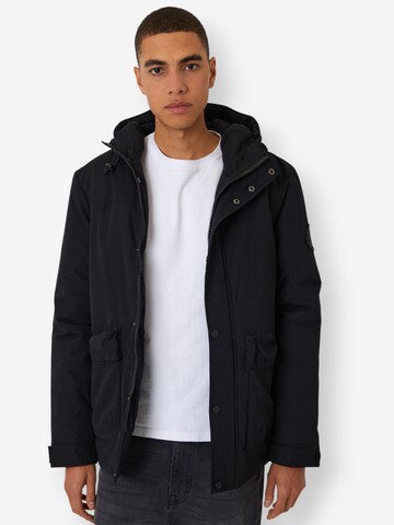 Threadbare Regenjacke 'Jezer' in Schwarz: Vorderseite