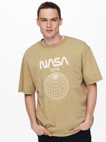Only & Sons T-Shirt 'NASA' in Braun