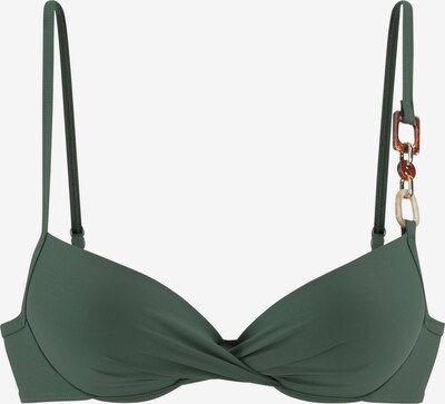 LASCANA Bikinitop 'Yves' in de kleur Crème / Bruin / Groen, Productweergave