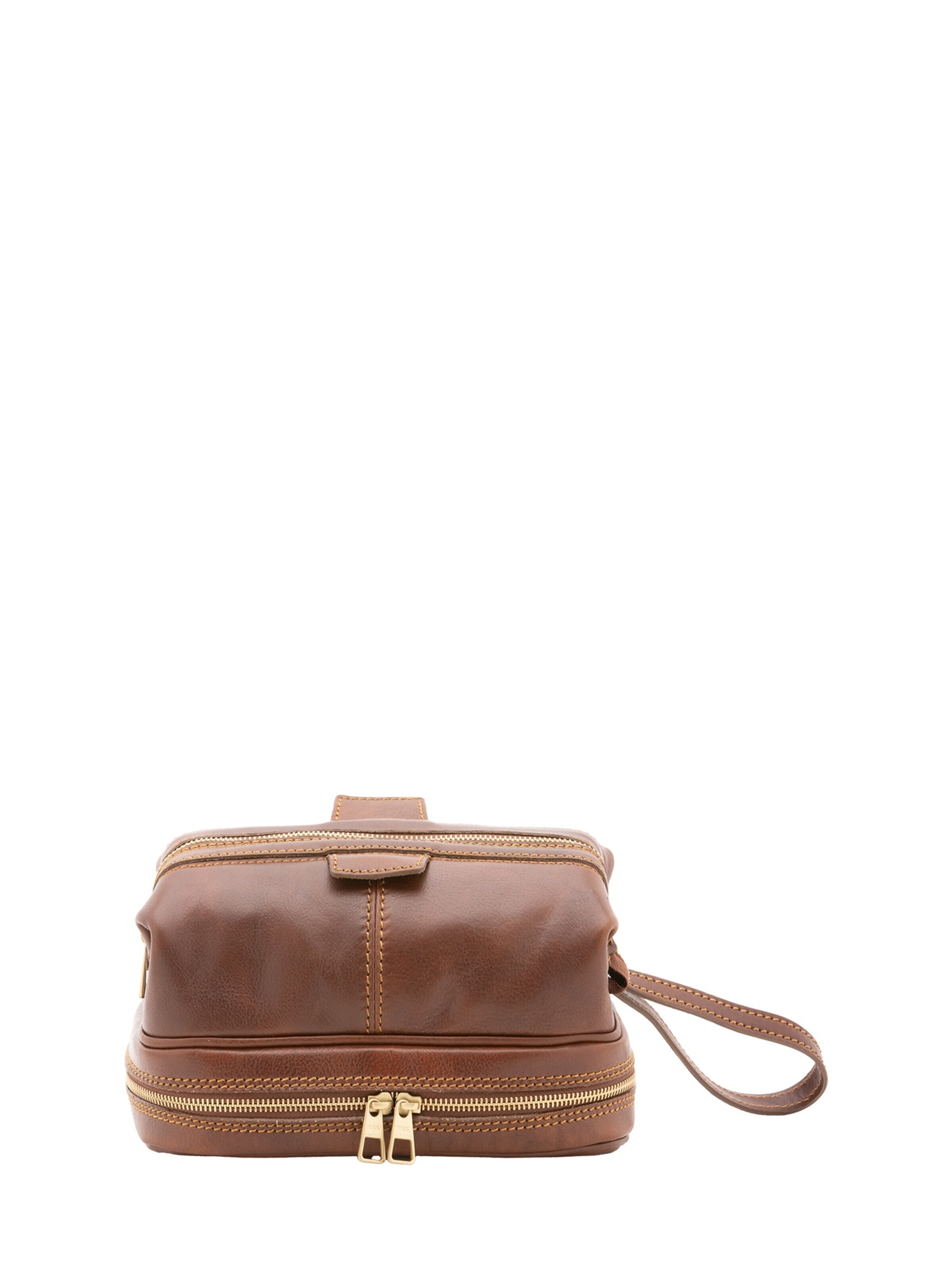 Pochette 'Pochette Unisex Vera Pelle con Zip - Made in Italy' di Chiara Ferretti in marrone: frontale
