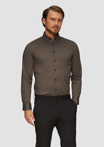 s.Oliver BLACK LABEL Regular fit Button Up Shirt in Brown: front