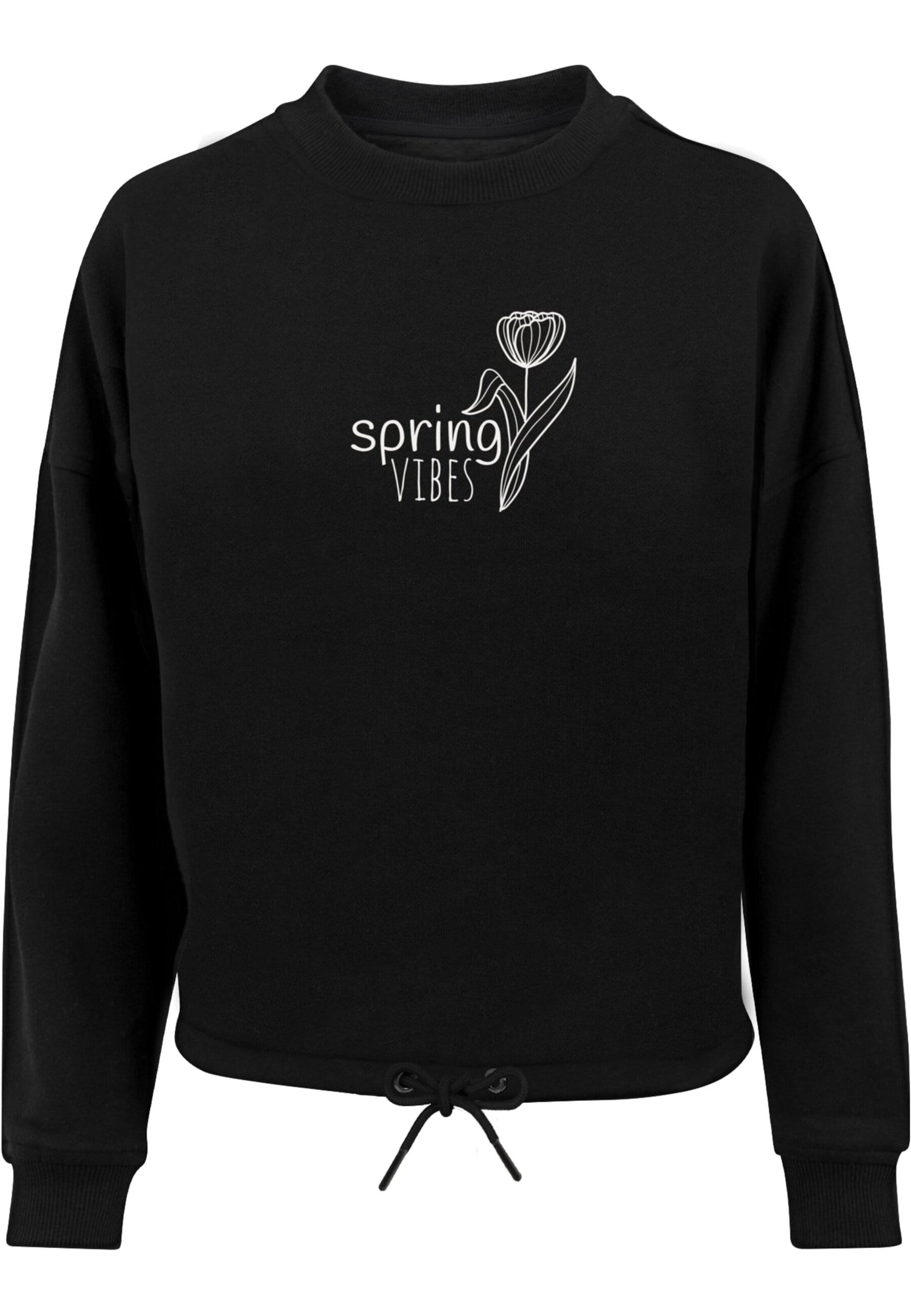 Merchcode Sweatshirt 'Spring-Vibes' in Schwarz: Vorderseite