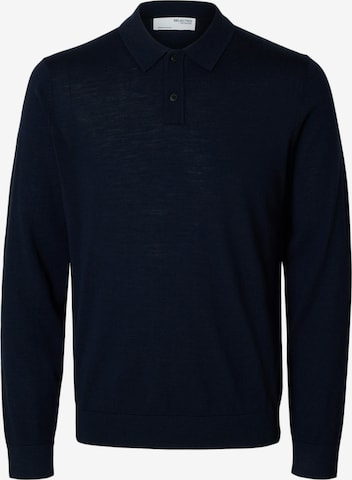 Pull-over 'TRAY' SELECTED en bleu : devant