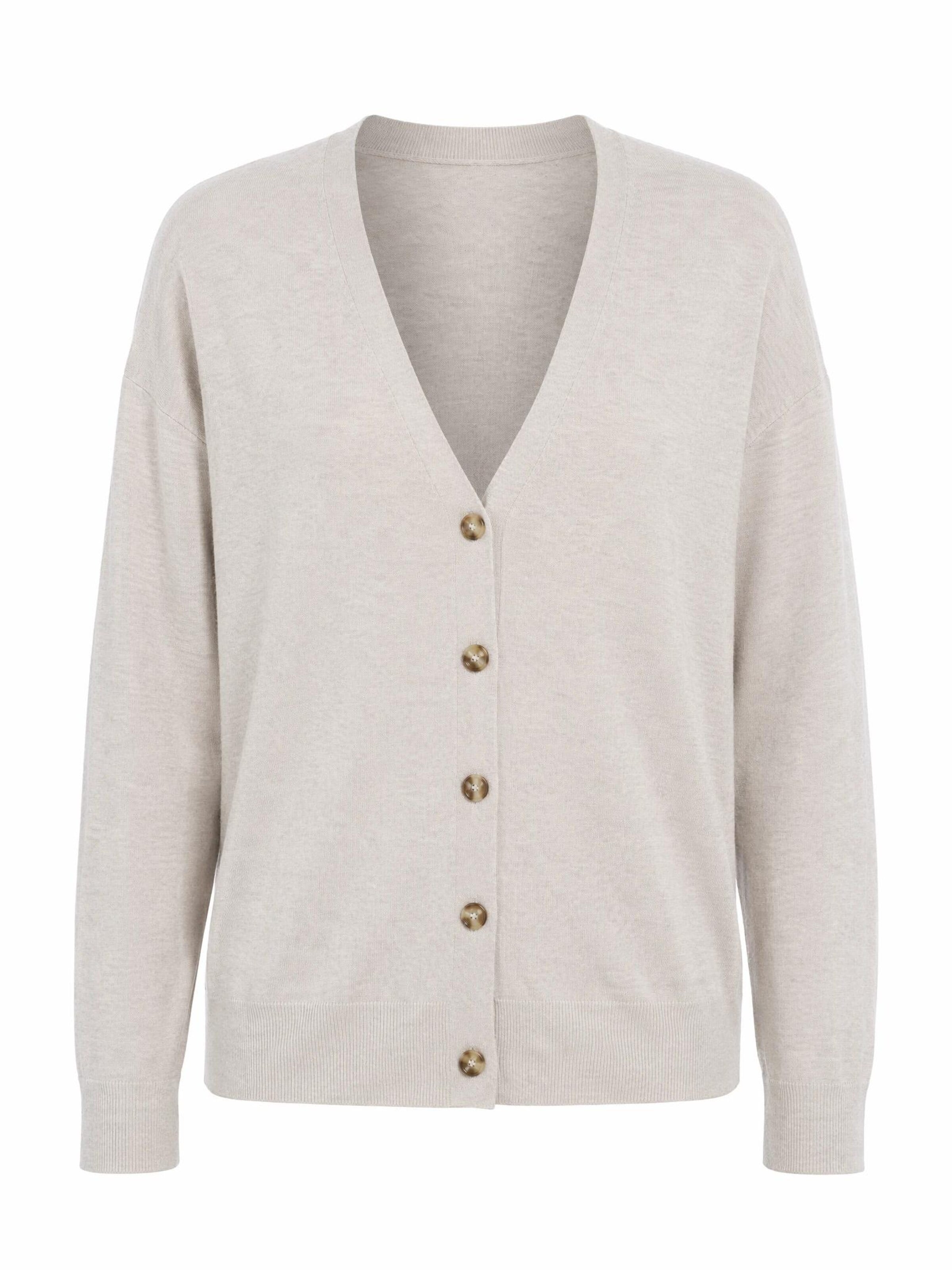ARACH&CLOZ Knit Cardigan 'Strickjacke Damen Cardigan Strickmantel V-Ausschnitt Langarm mit Knöpfen für Frühling Herbst' in Beige: front