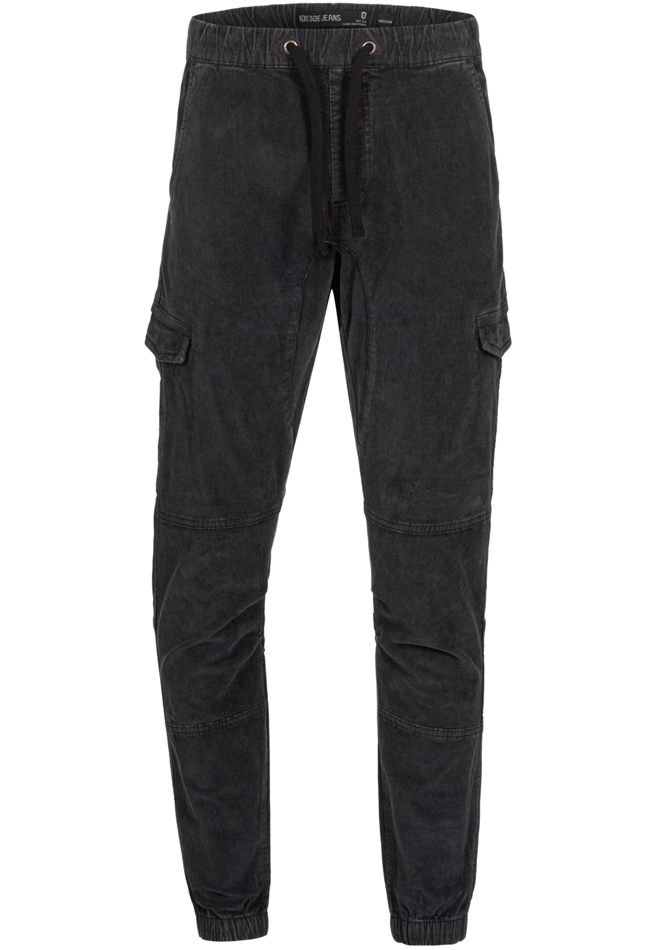 INDICODE JEANS Cargobroek 'Walker' in Zwart: voorkant