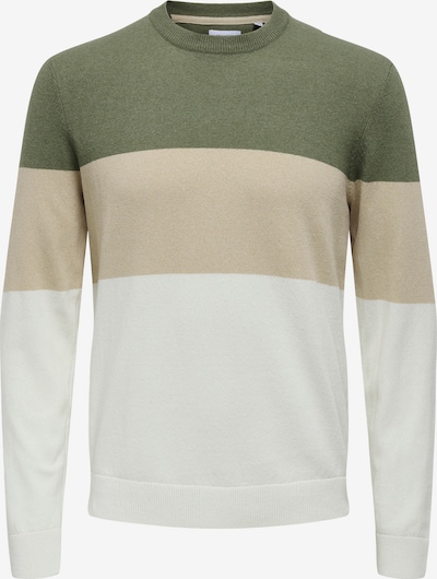 Megztinis 'ONSRex' iš Only & Sons, spalva – smėlio spalva / alyvuogių spalva / balta, Prekių apžvalga