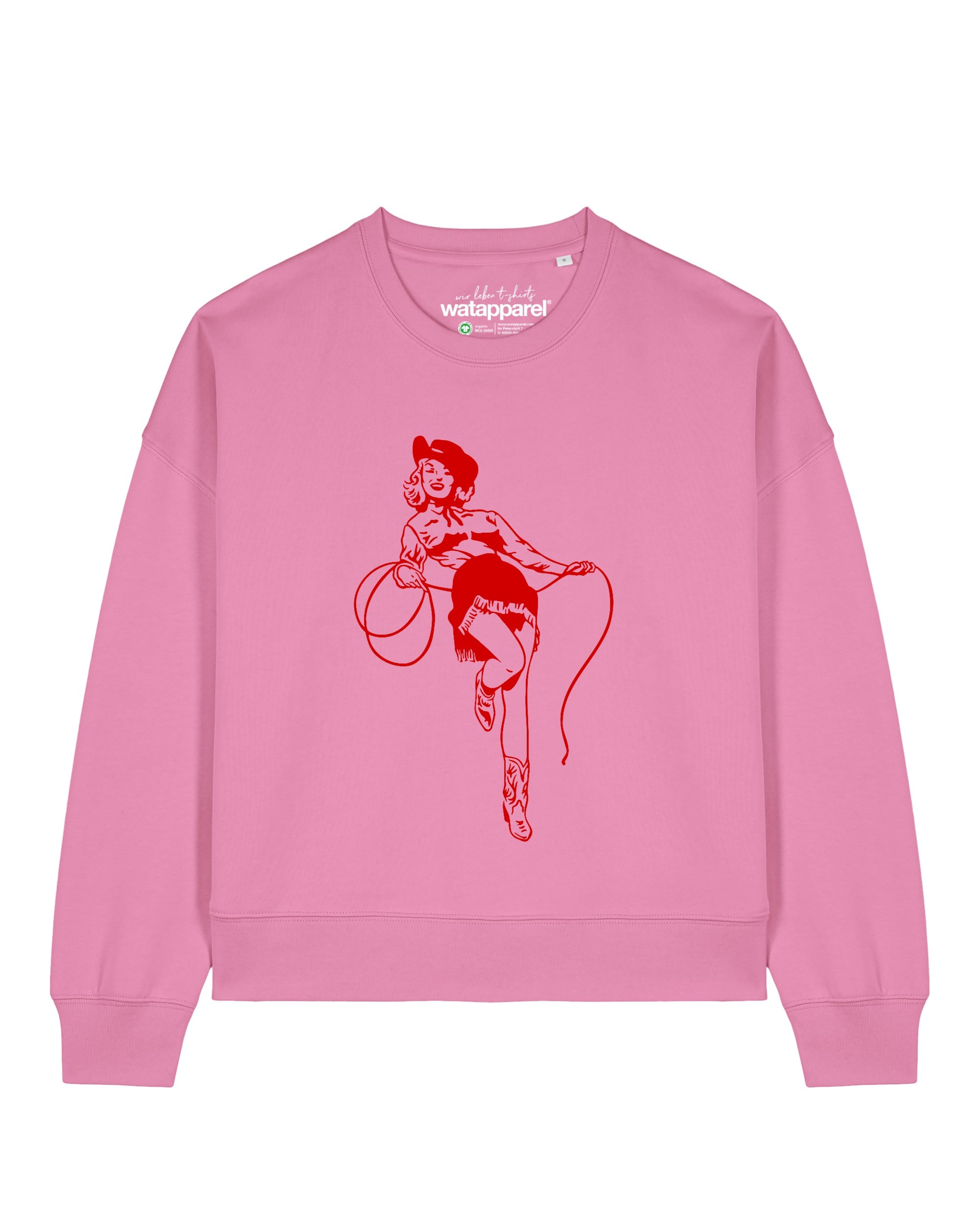 Watapparel Sweatshirt 'Cowgirl ' in Roze: voorkant