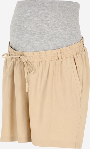 Mamalicious Curve Loose fit Pants 'BEACH' in Beige: front
