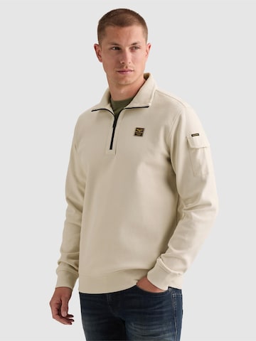 Sweat-shirt 'Sweatshirt with half-zip and badge' PME Legend en beige : devant
