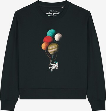 Felpa 'Balloon Spaceman' di Watapparel in nero: frontale