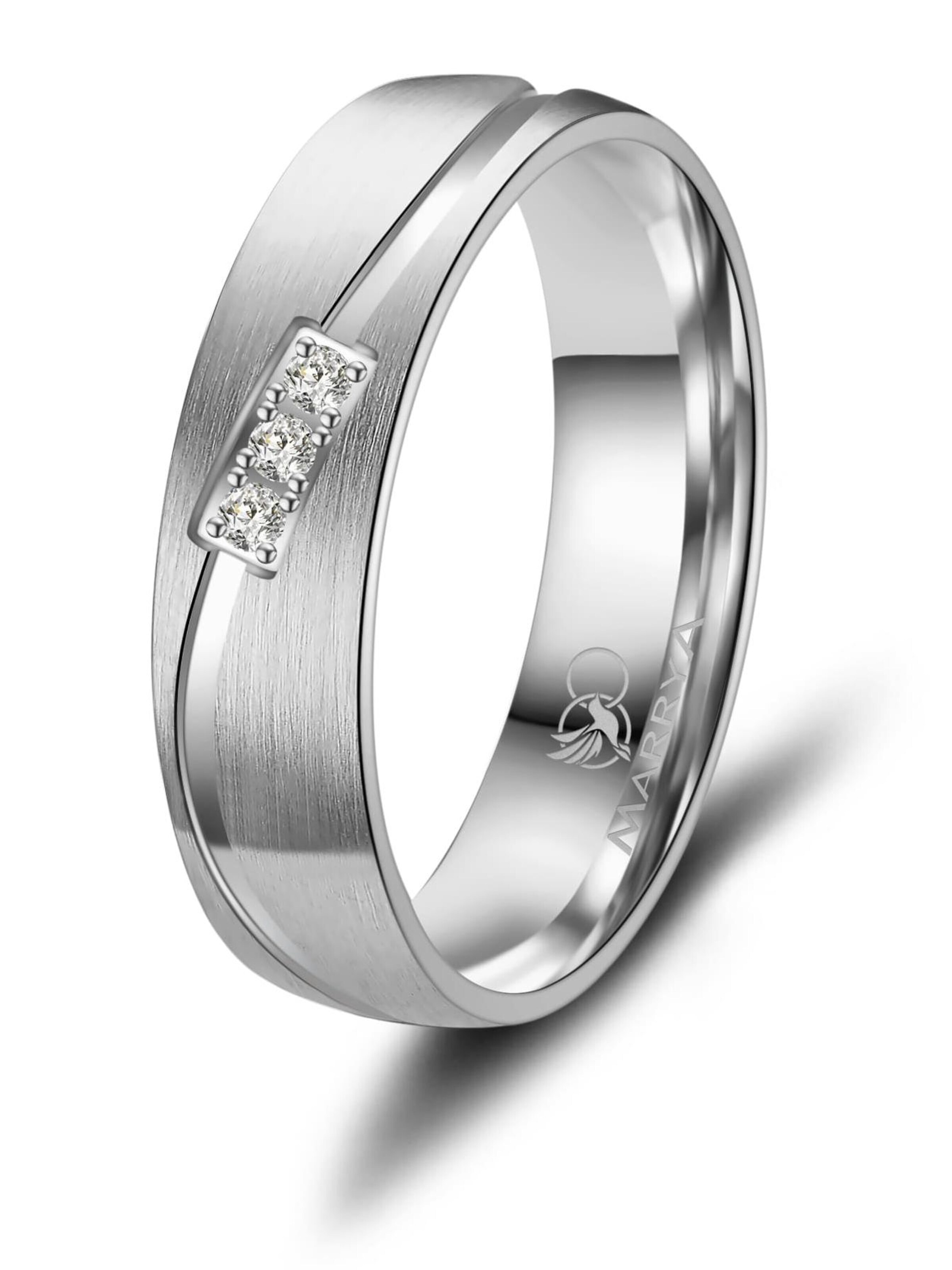 MARRYA Ring 'MARRYA ES-01 Ehering aus Edelstahl – Silberfarben' in White