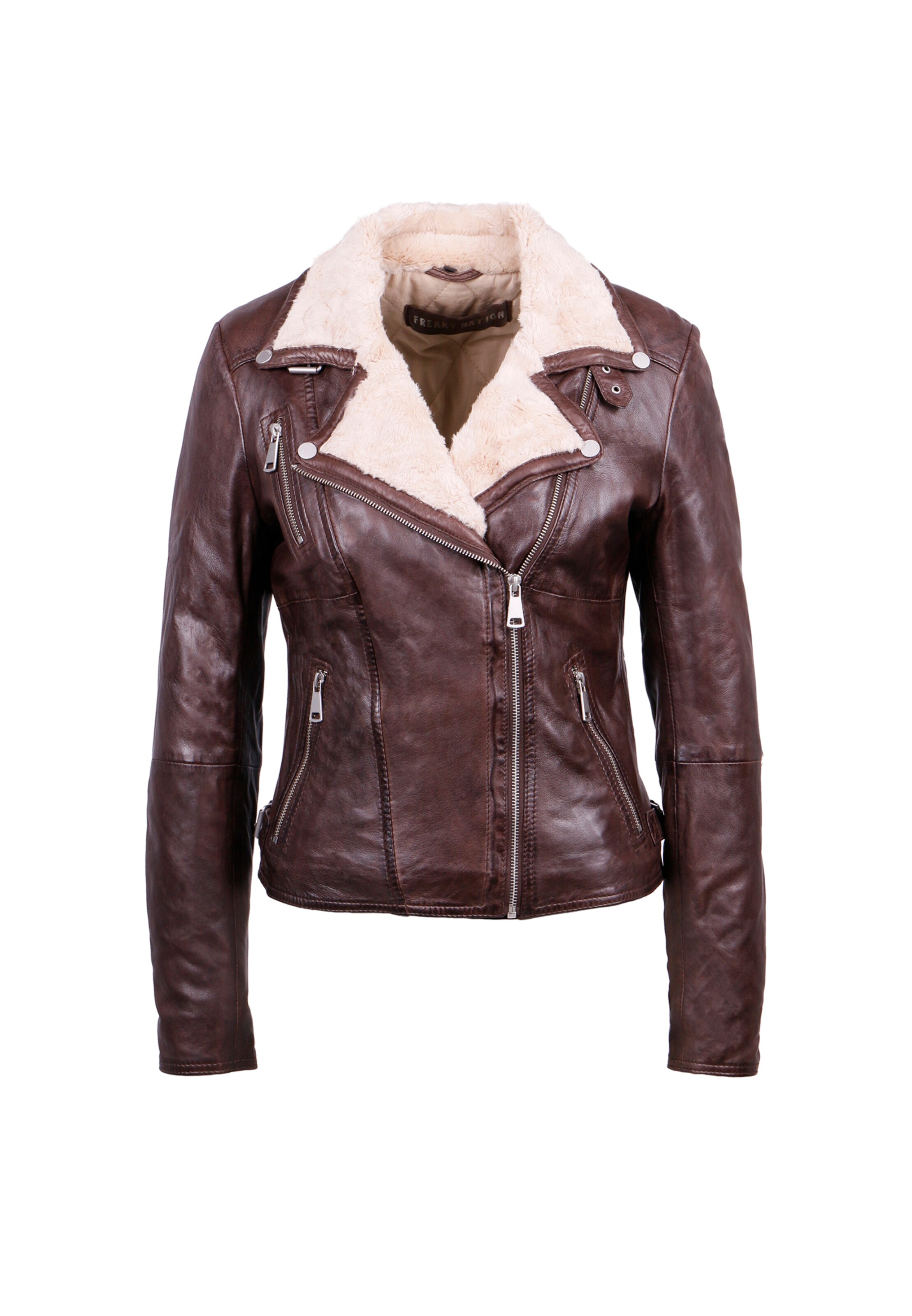 FREAKY NATION Zimní bunda ' Winter Biker' – hnědá: přední strana