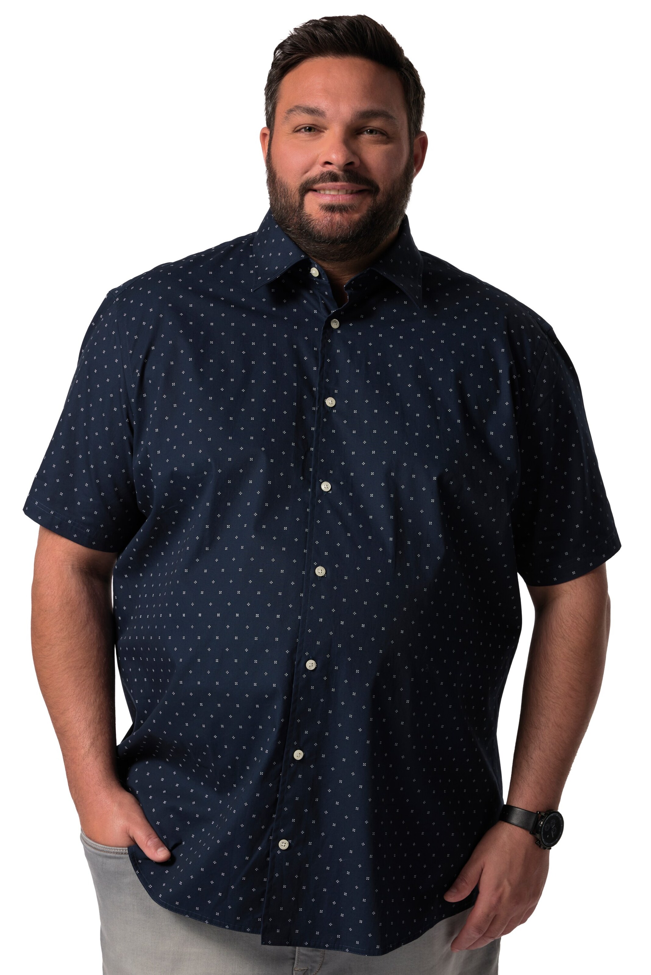 Men Plus Regular fit Overhemd in Blauw: voorkant