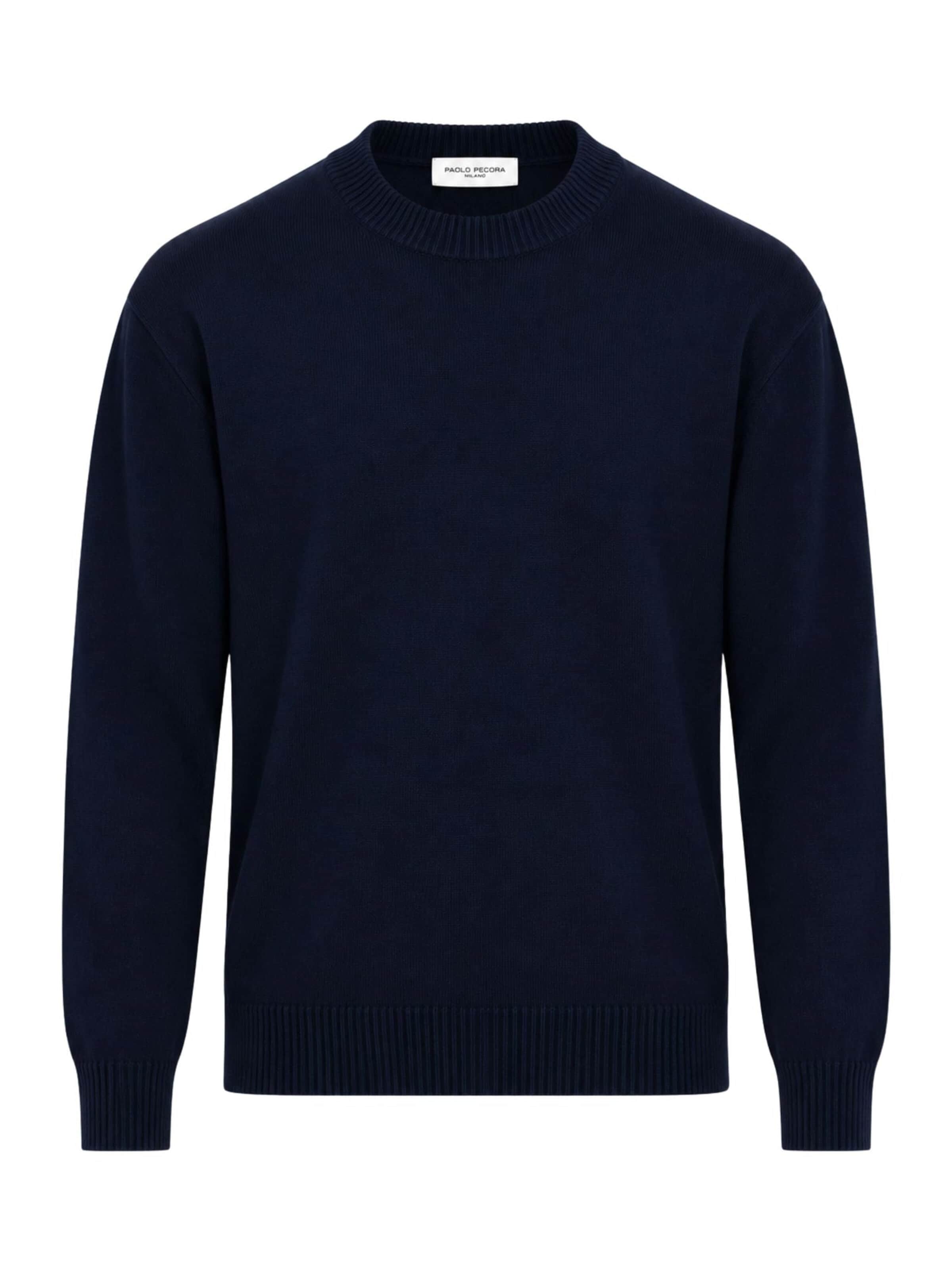 Paolo Pecora Milano Sweater 'Men's Crew Neck Sweater in 100% Merino Wool' in Blue: front