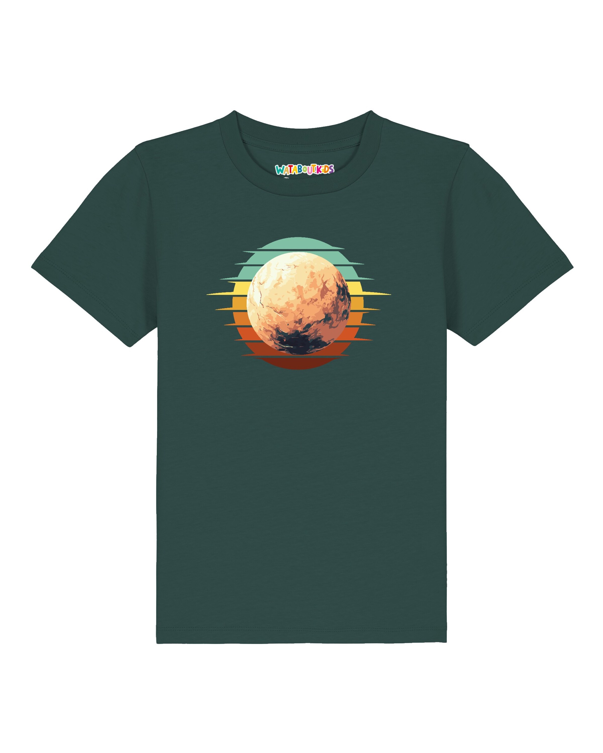 watabout.kids Shirt ' Pluto Retro Sunset ' in Groen: voorkant