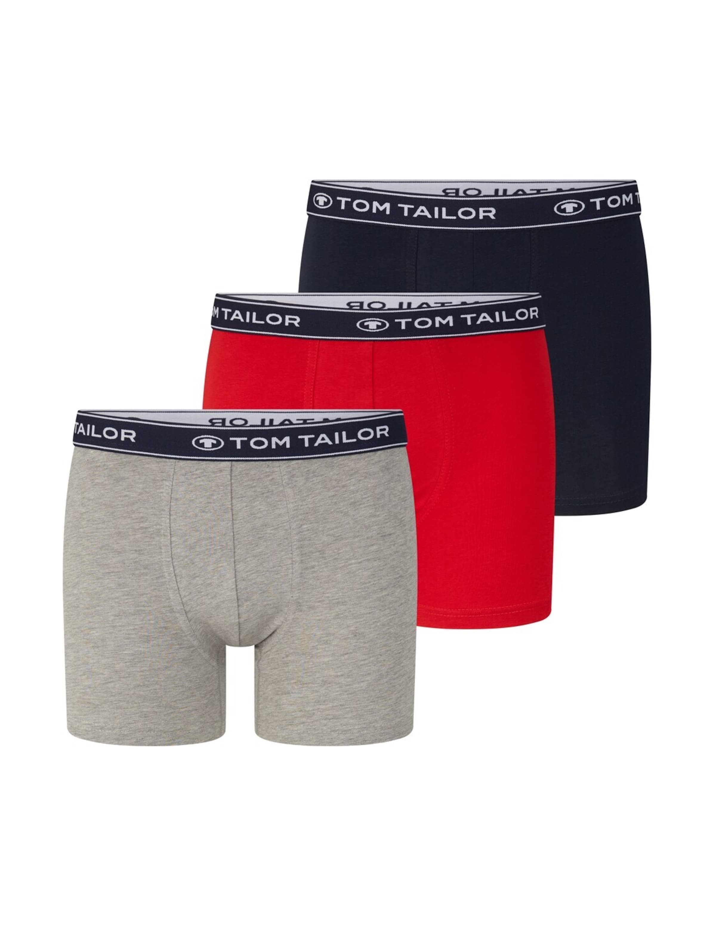 TOM TAILOR Boxershorts in Donkerblauw Grijs Gemeleerd Rood ABOUT YOU