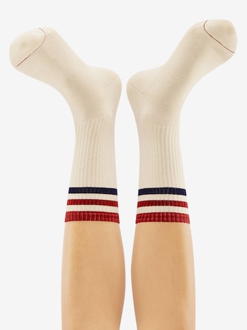 CHEERIO* Sports socks 'Retro Tennis Type 4P' in Beige: back