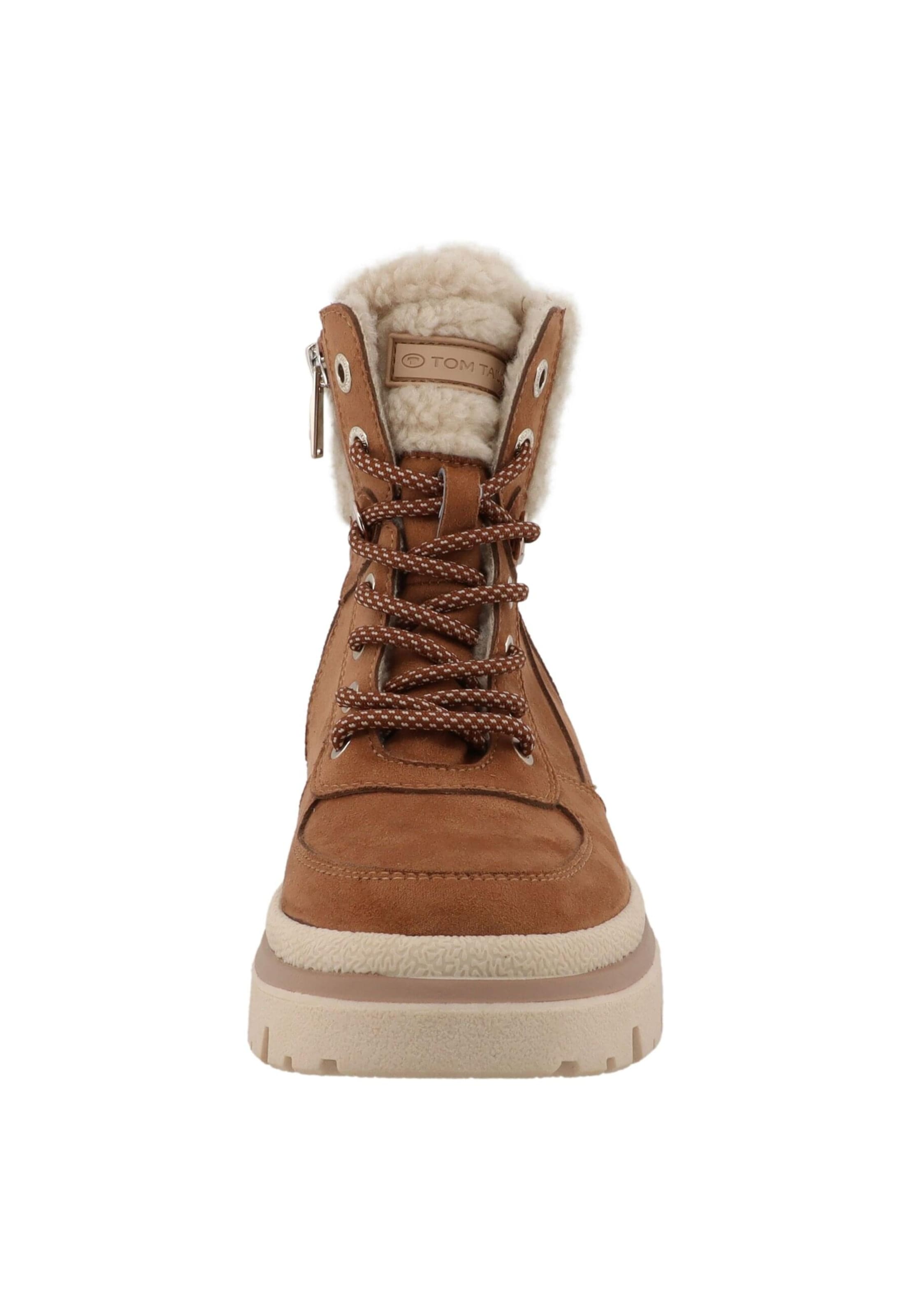 TOM TAILOR Μποτάκι με κορδόνια σε καφέ