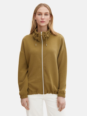 TOM TAILOR Zip-Up Hoodie in Green: front